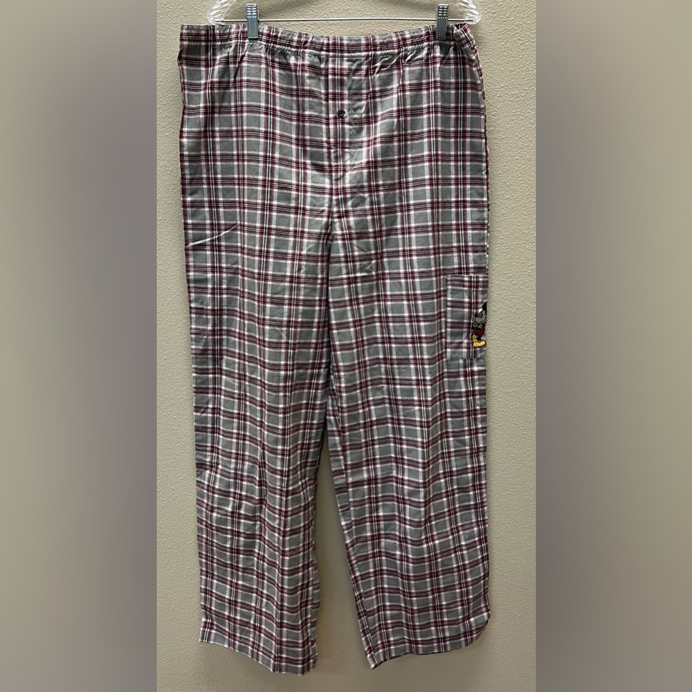 Disney Medium Used Red and Gray Plaid Men's PJ’s